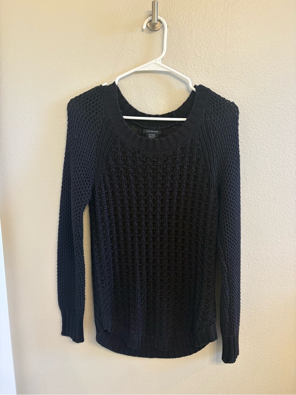 Calvin Klein Jeans Black Textured Crewneck Sweater